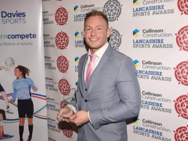 Ross Goodwin with his Lancashire coach of the year award