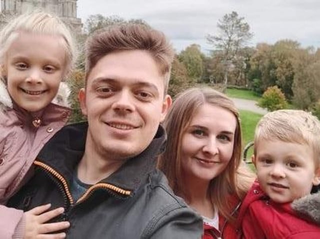 Kyra Perry (left) with parents Jake and Stacy and little brother Tylan