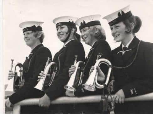Lynn, far left, won a national bugle competition as a member of the Sea Cadets at TS Penelope. in Bispham