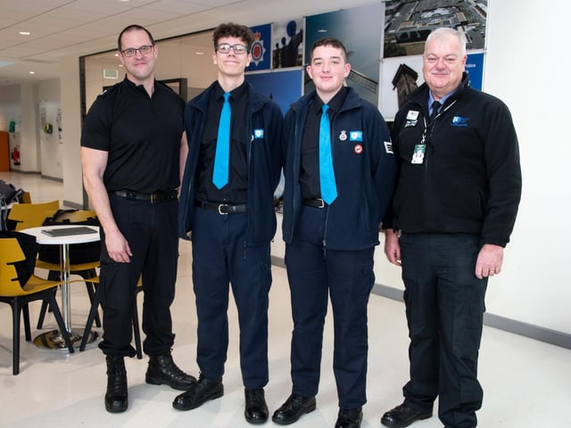 Insp Rob Conolly-Perch, Alex Stuart,, Matthew Blizzard and Steve Smith, commander for Blackpool South Cadets