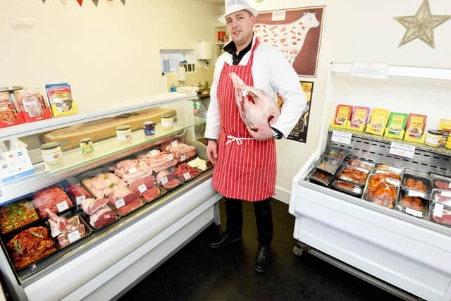 Damion Crook at his butcher's shop in Blackpool Road