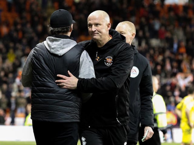 Simon Grayson shakes Joey Barton's hand at the full-time whistle