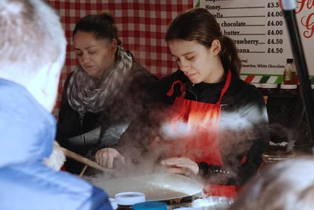 A crpe being prepared at the Christmas market on Sunday (Picture: Michael Holmes/JPIMedia)