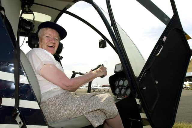 She took the controls of a helicopter when she was 90