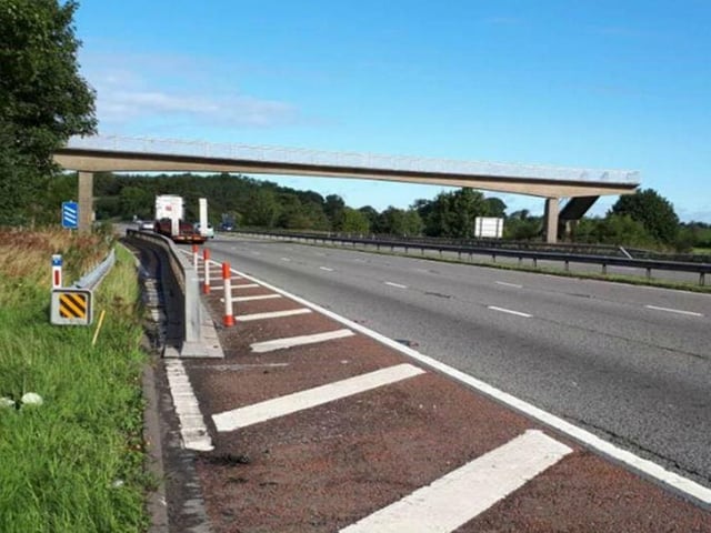 Nans Nook footbridge south of Lancaster is being removed during a weekend motorway closure in January. Picture: Highways England