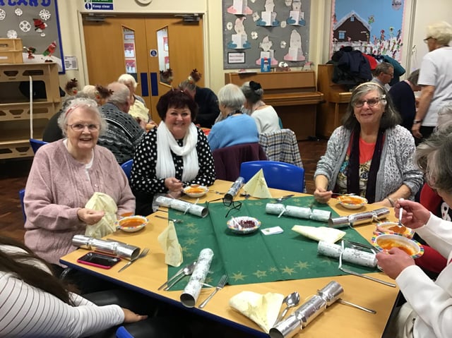 Wyre's elderly residents gathered together for a festive lunch at Manor Beach primary school.