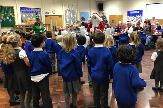 Manor Beach pupils had a visit from Santa at their Christmas lunch