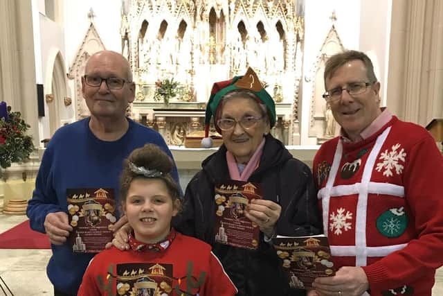 Carol singers John Kelly, Star Worthington, May Stanbridge and Ian Hunter get ready for the Carols By Candlelight event at Sacred Heart Church in Blackpool