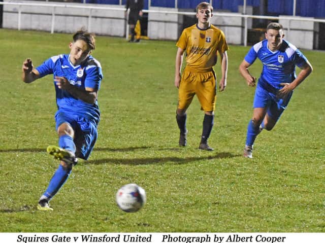 James Boyd completes his hat-trick with his second penalty for Squires Gate Picture: ALBERT COOPER