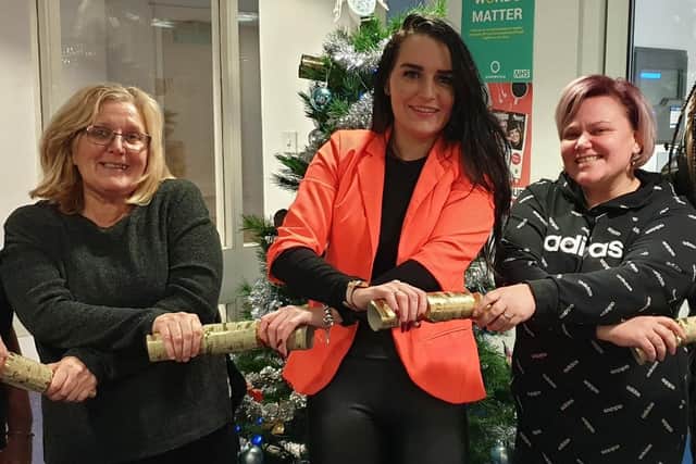 Heather Johnstone (centre) with fellow volunteers making Christmas Day special in Fleetwood