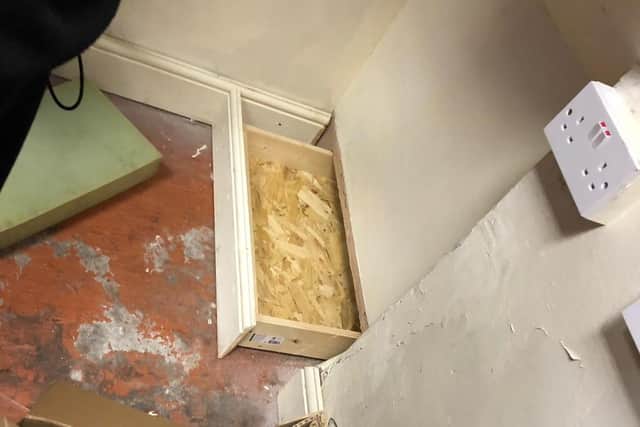 A pictured released by Blackpool Council on Monday, December 23, 2019, showed a drawer hidden behind a skirting board at a resort shop (Picture: Blackpool Council)
