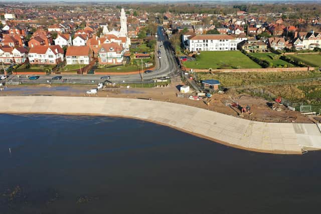 The new-look sea defences taking shape at Granny's Bay. Picture: VBA/Fylde Council.
