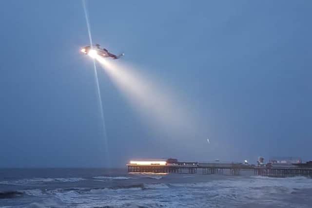 A major nine-hour search was launched off the coast off Blackpool, after a pile of fishing gear was found behind the Sandcastle water park at around 2.45pm on Thursday, January 2, 2020 (Picture: Fleetwood Coastguard)