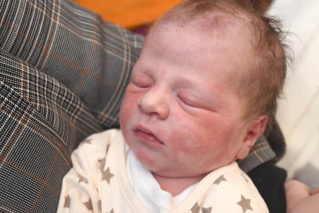 Baby Jullian Bevan, Blackpool's first new baby of the decade