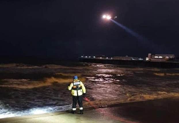 The Coastguard helicopter was involved with the search along with RNLI and Coastguard teams. (Credit: HM Coastguard Fleetwood)