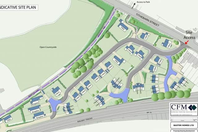 Baxter Homes wants to build up to 35 homes off Tithebarn Street in Poulton (Picture: Wyre Council/CFM Consultants)