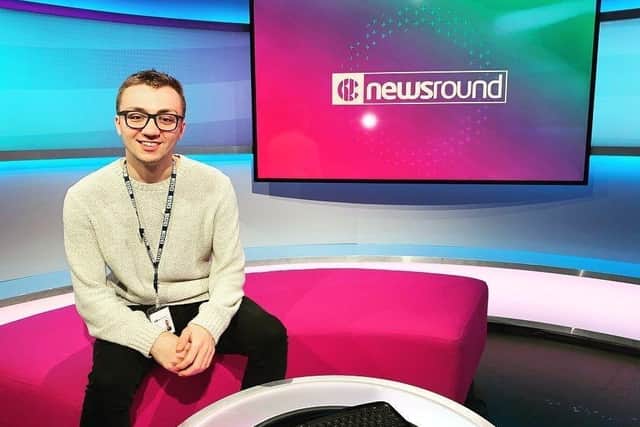 Jack Dinsley during a stint as a freelance reporter on BBC Newsround.