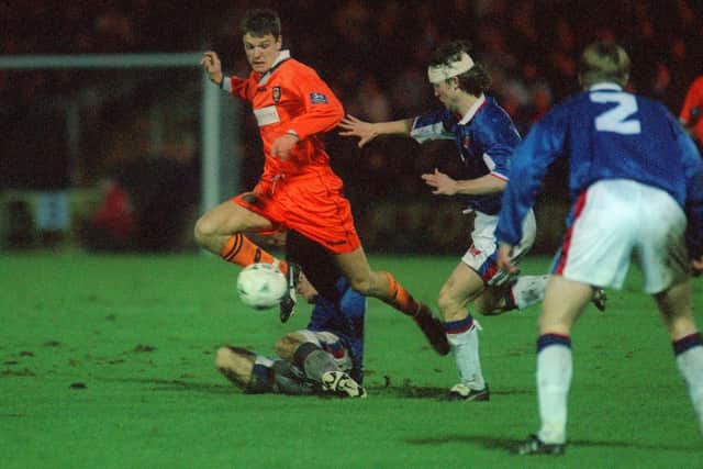 Ben Dixon in action for Blackpool against Carlisle United in 1997