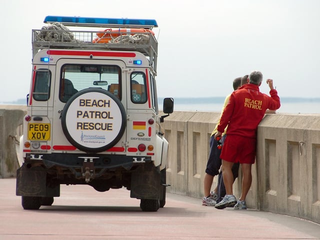 Our photograph shows a previous Beach Patrol vehicle on the Prom