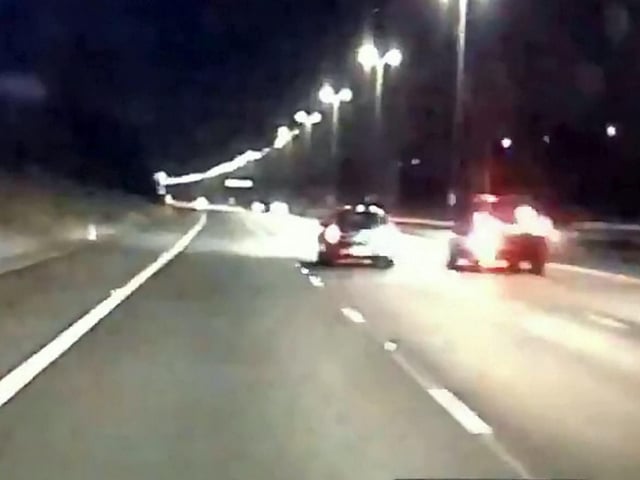 Cars had to veer around the vehicle travelling at 45mph along the middle lane of the M6.