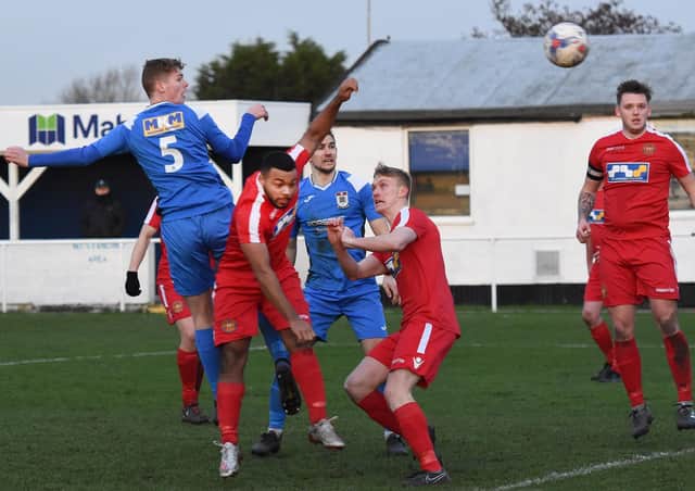 Squires Gate's Cameron Gourley scores      Picture: Albert Cooper