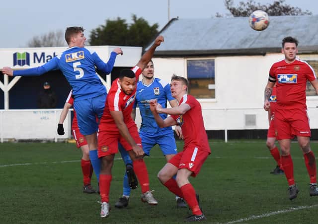 Squires Gate's Cameron Gourley scores Picture: Albert Cooper