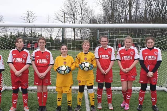 The girls team from Carr Hill High School who represented Fleetwood Town Community Trust