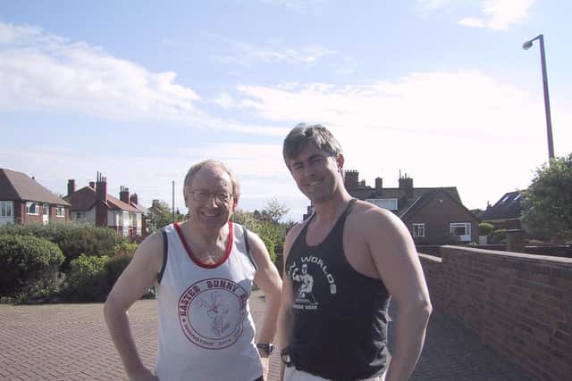 George Zell (left) and his personal trainer Steve Chisnall. The Blackpool Fun Run was George's idea