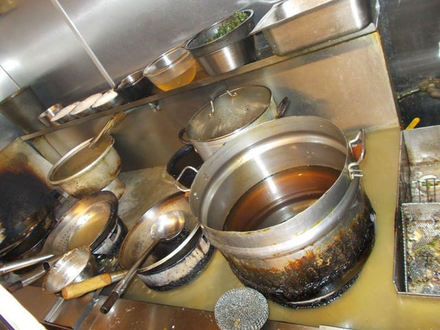 Grubby pans at the Yum Sing restaurant in Cleveleys