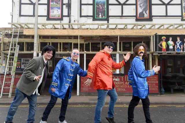 Hamish Howitt is setting up a Beatles themed pub called The Yellow Submarine. He is pictured with Hugh Howitt, Martyn Rivers and Henry Howitt.