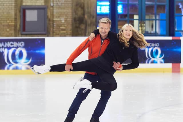 Model Caprice Bourret in training with Dancing on Ice judge and former Olympic champion Christopher Dean Pictures: ITV Plc