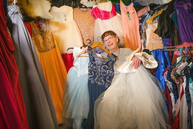 Linda McEvilly of Blackpool outreach group Care and Share is giving out free prom dresses to girls whose parents can't afford the extravagant prices this year. Picture by Martin Bostock