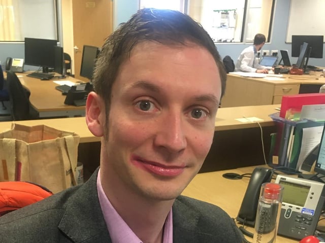 Lancashire NHS office worker Pete Smith wearing smeared lipstick for the #SmearForSmear campaign, which is aimed to getting women to go for cervical cancer screening