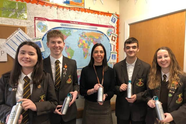 Baines students have been presented with eco-friendly water bottles
