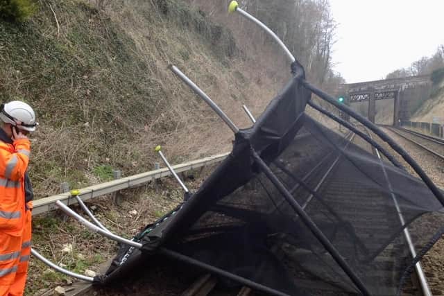 Trampoline blown on to the West Coast Main Line