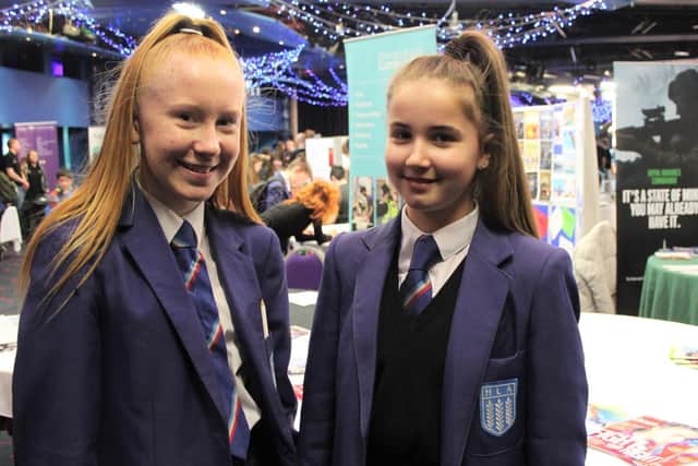 The Our Future, Our Choice careers fair in Blackpool. Pictured are Jodie and Millie from Highfield Leadership Academy