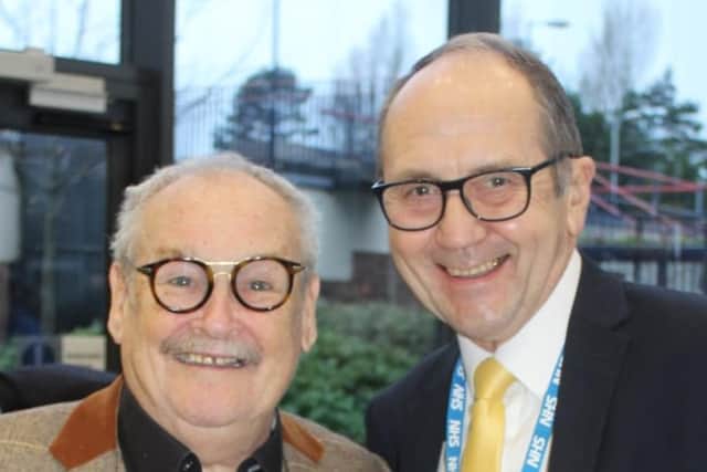 Steven Gratrix, right, with comedian Bobby Ball during a visit to the Vic (Picture: Steven Gratrix)