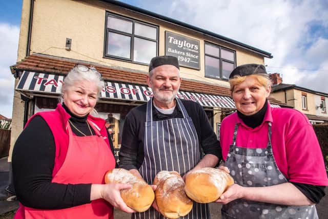 Julia McDonald, Andrew Taylor and Catherine Hughes are selling their bakery Taylors of Cleveleys to enjoy their retirement. Photo: Recognition PR