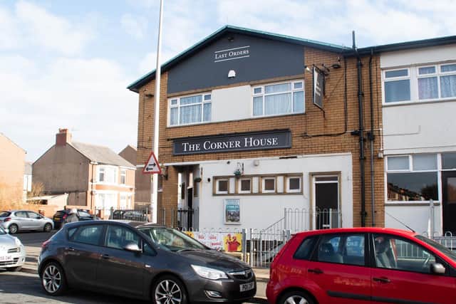 Police are on the hunt for three men after a man was slashed in the arm with a machete atthe Corner House pub (Last Orders).