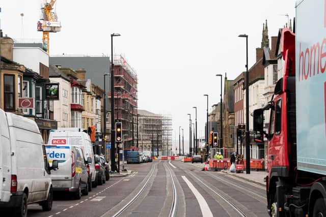 The tramway extension in Talbot Road, Blackpool town centre, is two years behind schedule. More than 150 defects have been identified by the council. Picture, dated Wednesday, February 19, 2020, by Kelvin Stuttard for JPIMedia