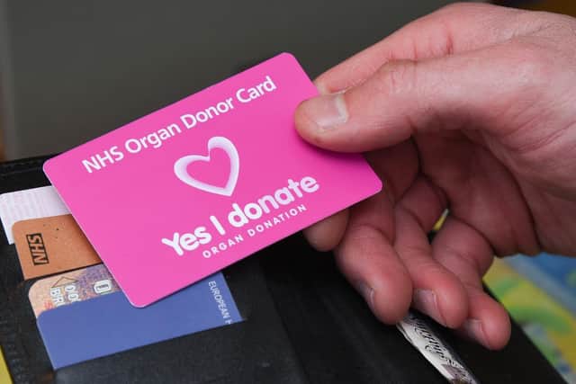 An organ donor card