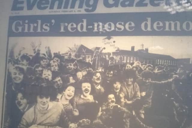 The front page story about rebel schoolgirls in Lytham protesting about claims they could not support Comic Relief by wearing red noses
