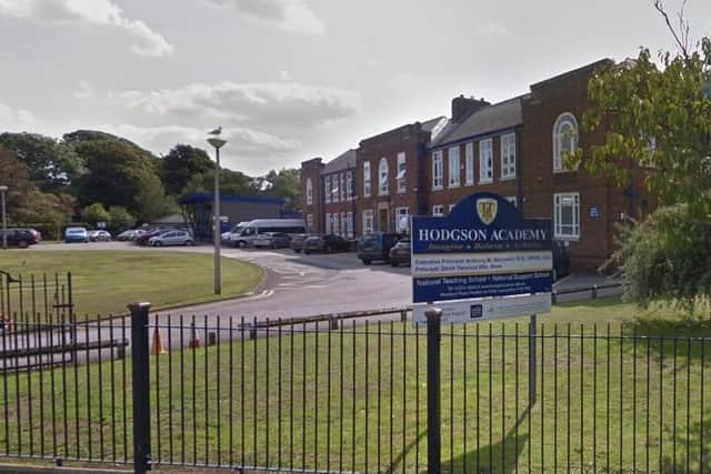 Hodgson Academy in Poulton has been accused of taking away "human rights" from children after installing shutters on its toilet doors. Credit: Google