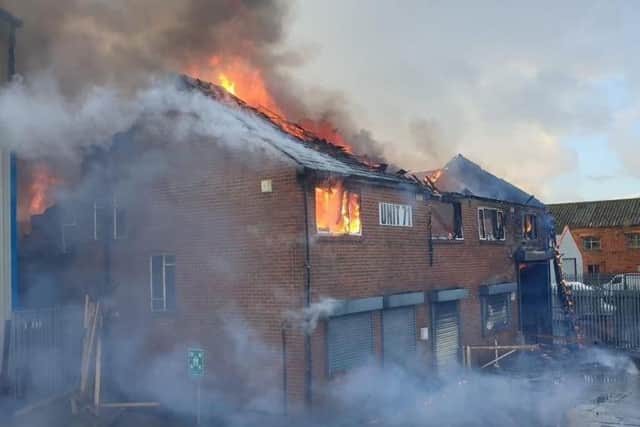A number of buildings caught fire yesterday (March 2) after a fire which began in an industrial unit in Cowley Road, off Vicarage Lane in Marton