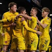 Fleetwood celebrate Harry Souttar's equaliser at Portsmouth