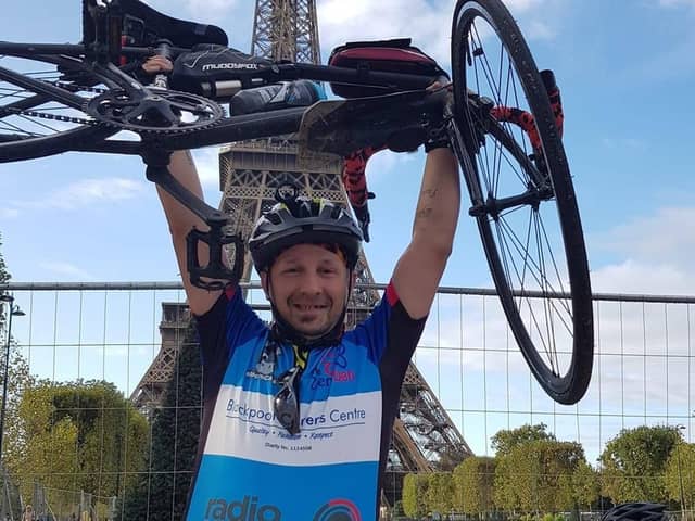 Sylwester Szreder on Blackpool Carer's tower to tower ride in 2019