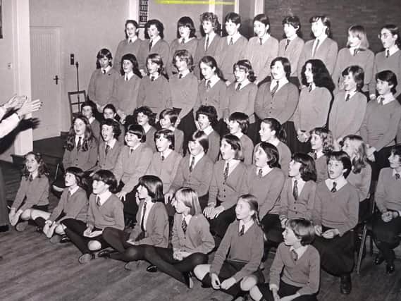 Elmslie Junior School in 1982. The choir was establishing a reputation for itself and was finding bookings coming in by popular demand for events throughout the Fylde.