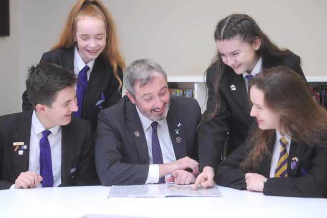 Aspire Academy pupils with head teacher John Woods.