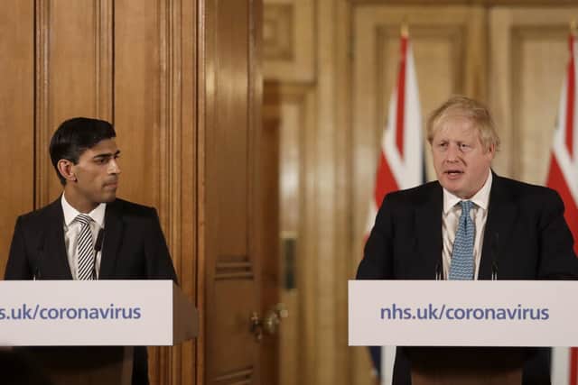 Chancellor Rishi Sunak and Prime Minister Boris Johnson announcing their 330bn aid package for British business