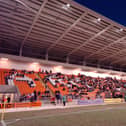 Blackpool fans make use of the new South Stand for the first time